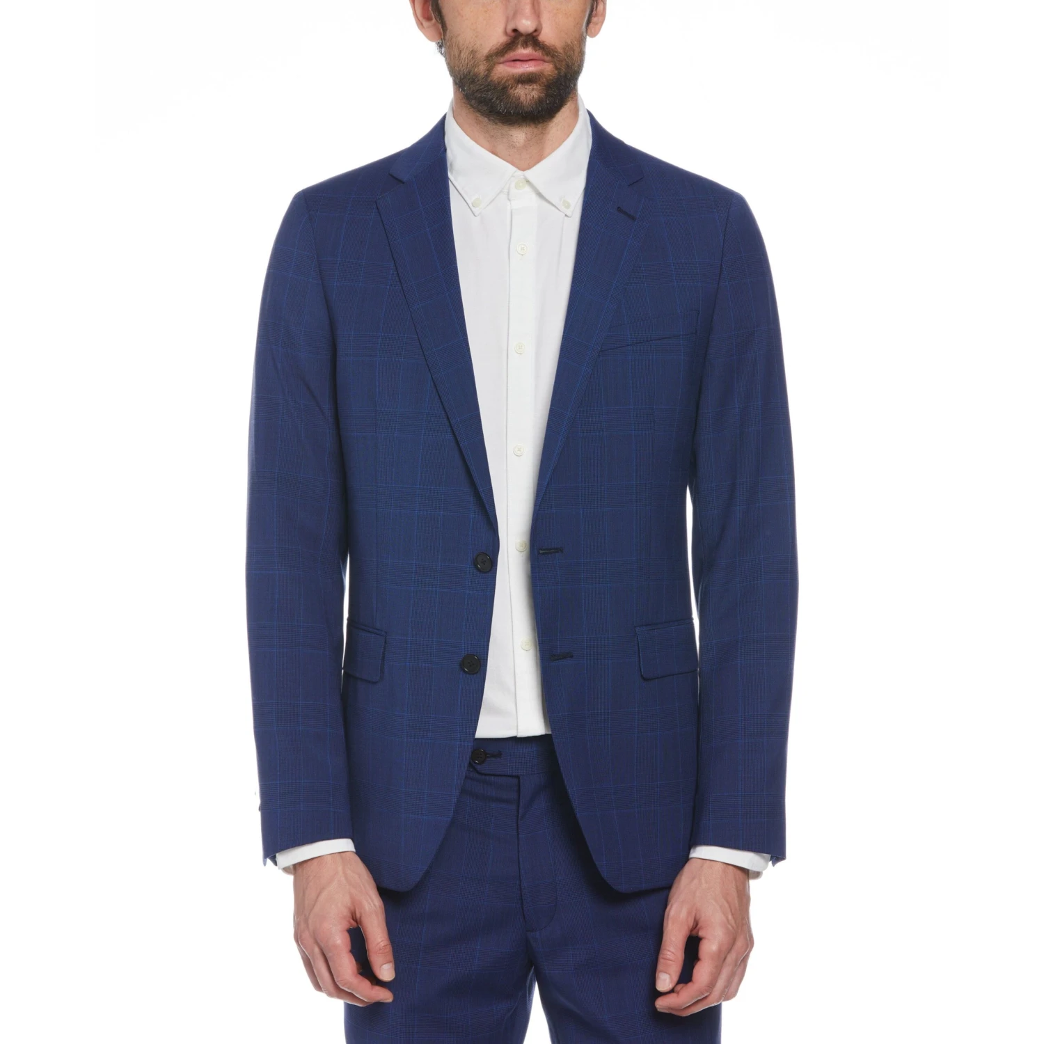 Original Penguin Blue Glen Plaid Wool Blend Two-Piece Suit - Image 4
