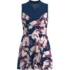 Original Penguin Women's Floral Print Tennis Dress With Mesh Yoke